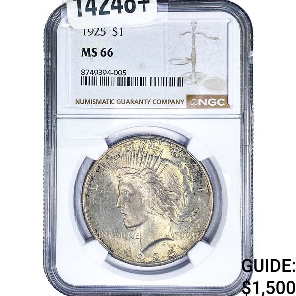 1925 Silver Peace Dollar NGC MS66