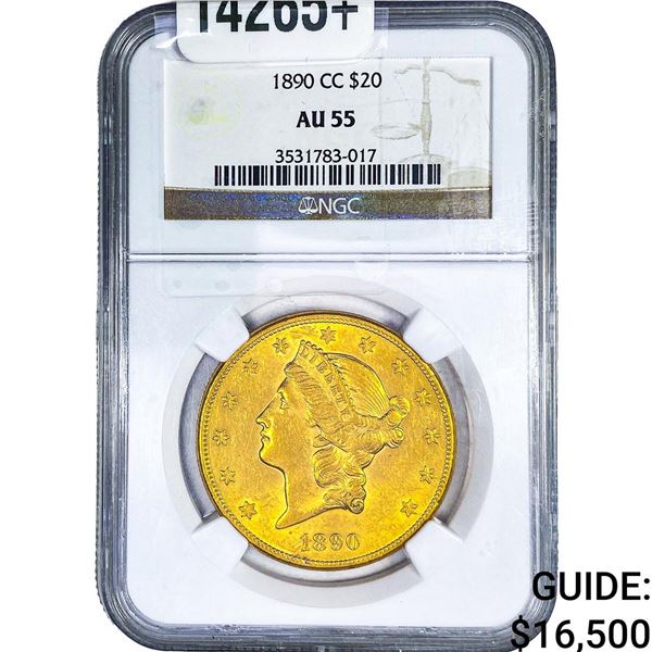 1890-CC $20 Gold Double Eagle NGC AU55
