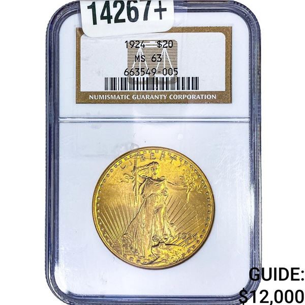 1924 $20 Gold Double Eagle NGC MS63