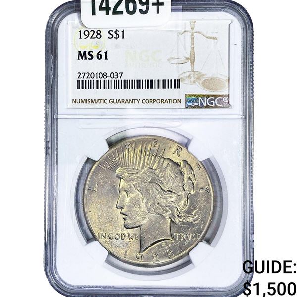 1928 Silver Peace Dollar NGC MS61
