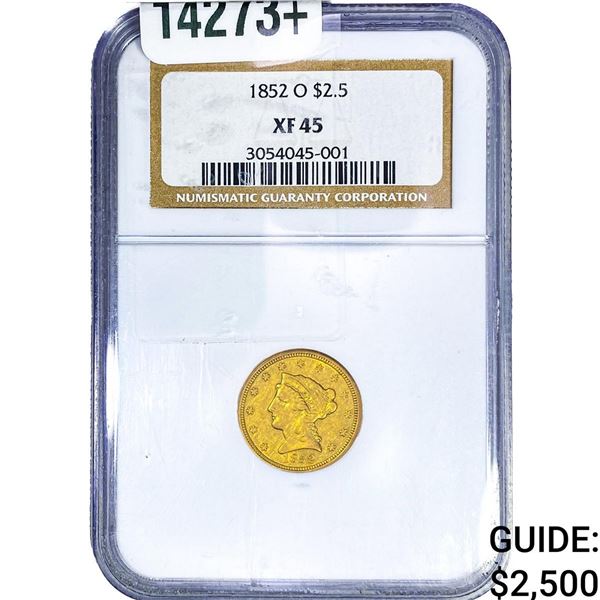 1852-O $2.50 Gold Quarter Eagle NGC XF45
