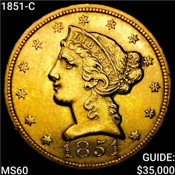 1851-C $5 Gold Half Eagle UNCIRCULATED