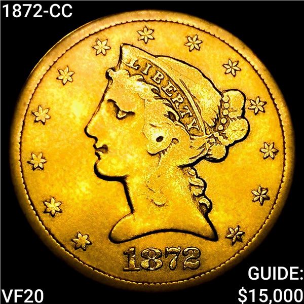 1872-CC $5 Gold Half Eagle LIGHTLY CIRCULATED