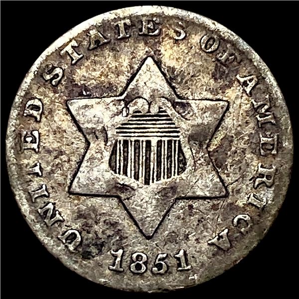 1851 Silver Three-Cent Piece NEARLY UNCIRCULATED