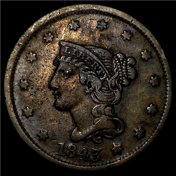 1843 Braided Hair Large Cent NEARLY UNCIRCULATED