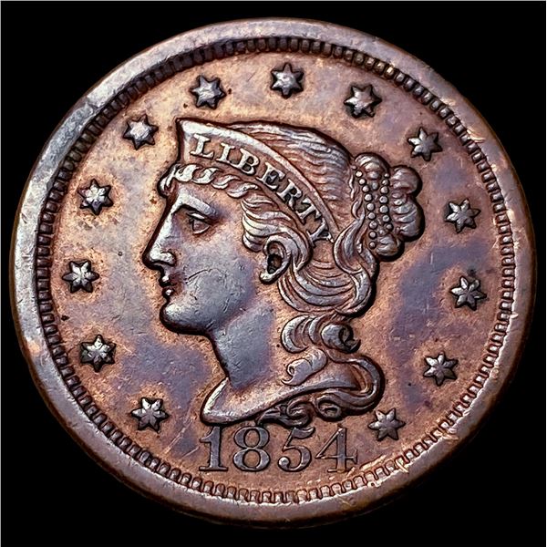 1854 Braided Hair Large Cent CLOSELY UNCIRCULATED