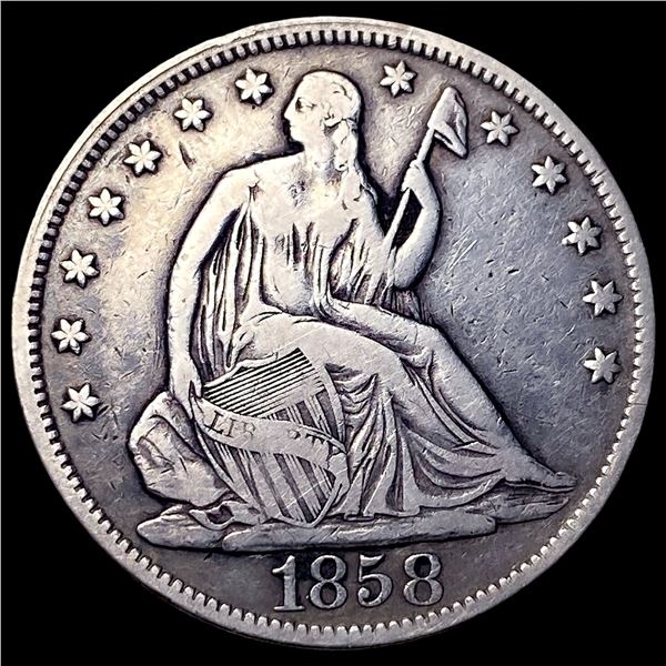 1858 Seated Liberty Half Dollar LIGHTLY CIRCULATED