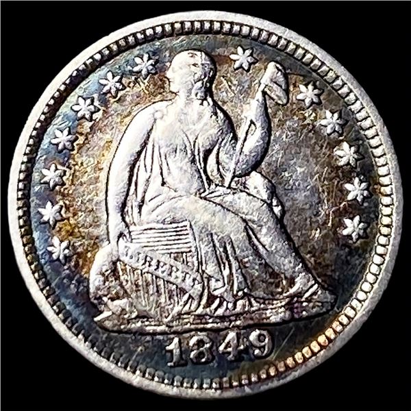 1849 Seated Liberty Silver Half Dime NEARLY UNCIRCULATED