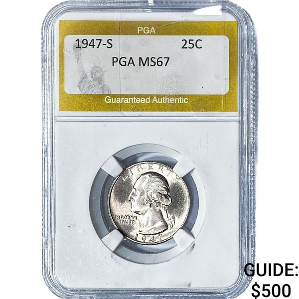 1947-S Washington Silver Quarter PGA MS67