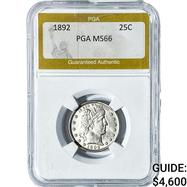 1892 Barber Quarter PGA MS66