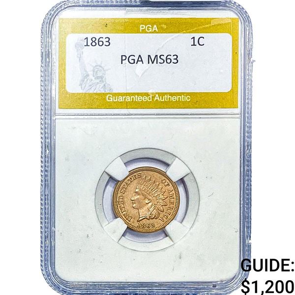 1863 Indian Head Cent PGA MS63
