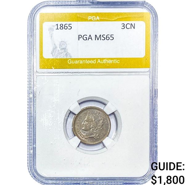 1865 Nickel Three Cent PGA MS65