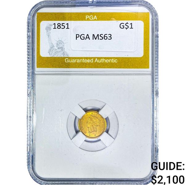 1851 Rare Gold Dollar PGA MS63