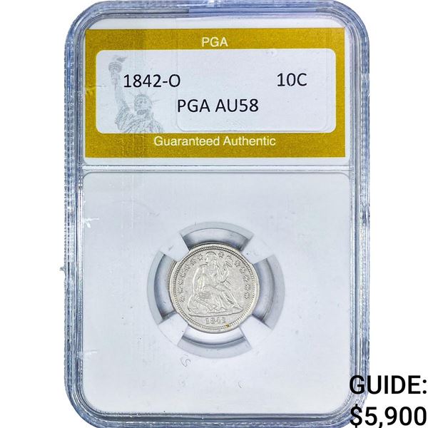1842-O Seated Liberty Dime PGA AU58