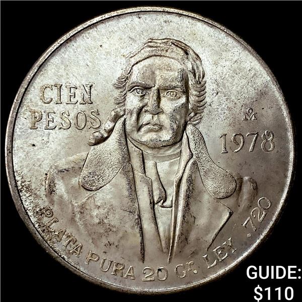 1978 Mexico Silver 100 Pesos GEM BU