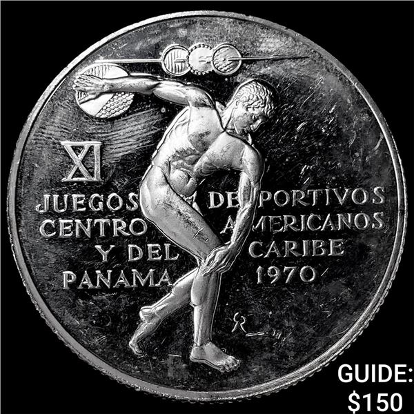 1970 Panama Olympic Commem. Silver 5 Balbaos CHOICE PROOF