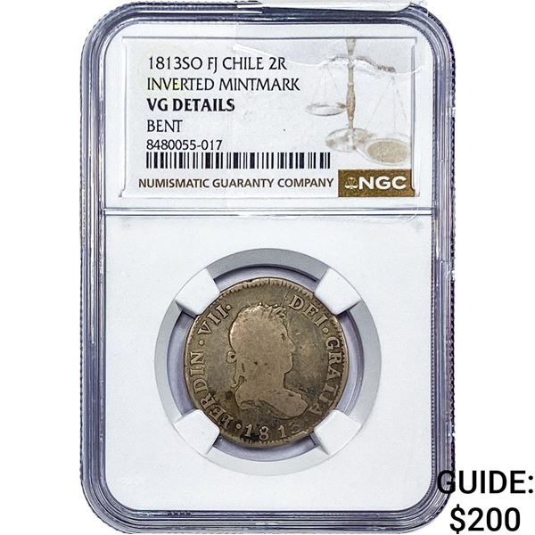 1813 Colonial Spain Silver 2 Reales NGC VG Details