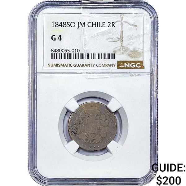 1848 Chile Silver 2 Reales NGC G4