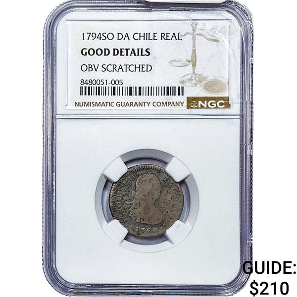1794 Colonial Spain Silver 1 Real NGC G Details