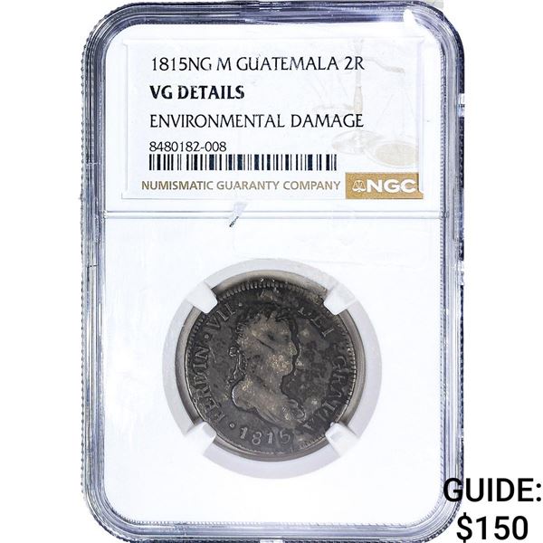 1815 Colonial Spain Silver 2 Reales NGC VG Details