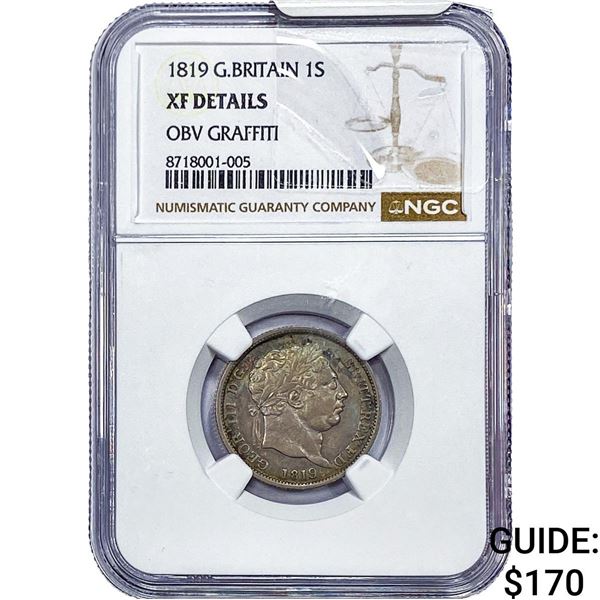 1819 Great Britain Silver 1 Shilling NGC XF Details