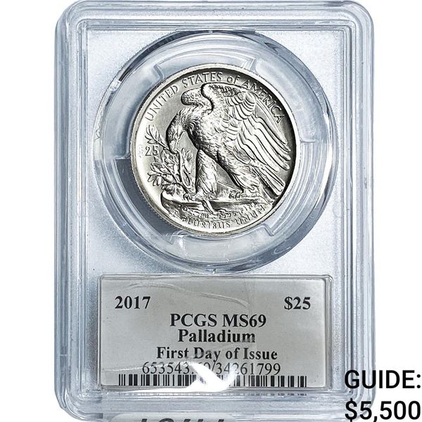 2017 $25 Palladium 1oz PCGS MS69