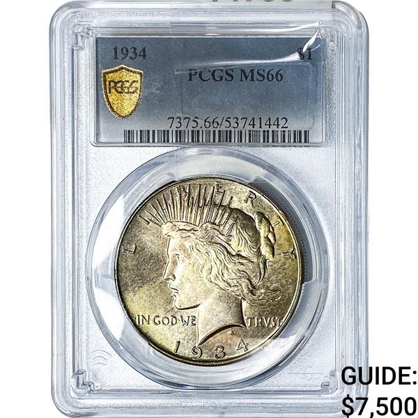 1934 Silver Peace Dollar PCGS MS66