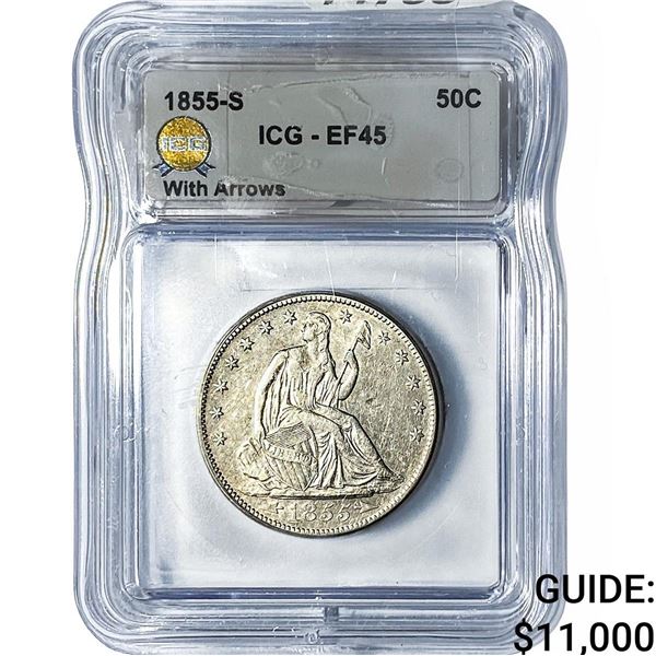 1855-S Seated Liberty Half Dollar ICG EF45