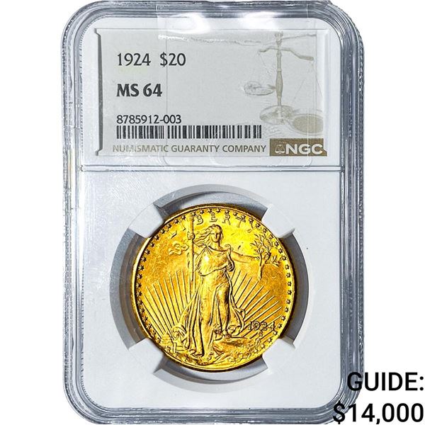 1924 $20 Gold Double Eagle NGC MS64