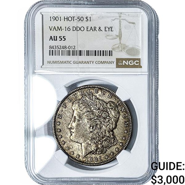 1901 Morgan Silver Dollar NGC AU55 VAM -16 DDO Ear & Eye