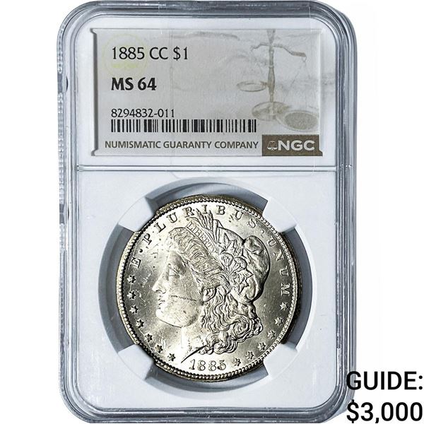 1885-CC Morgan Silver Dollar NGC MS64