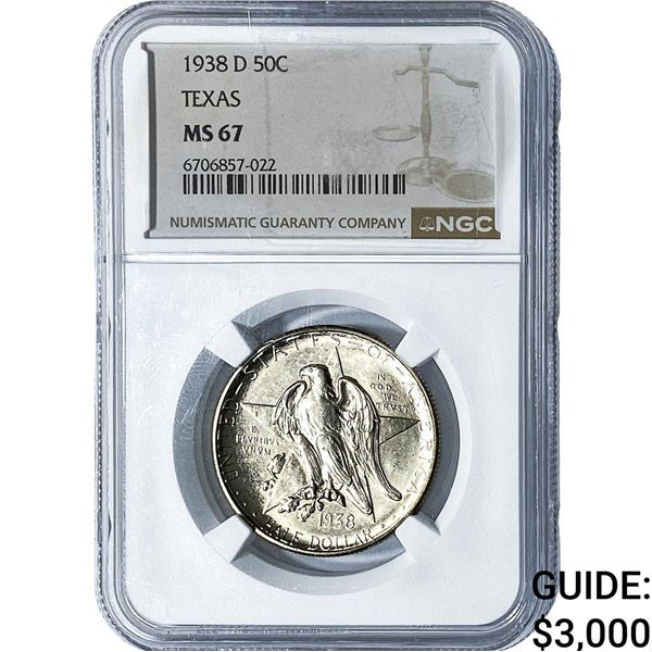1938-D Texas Half Dollar NGC MS67