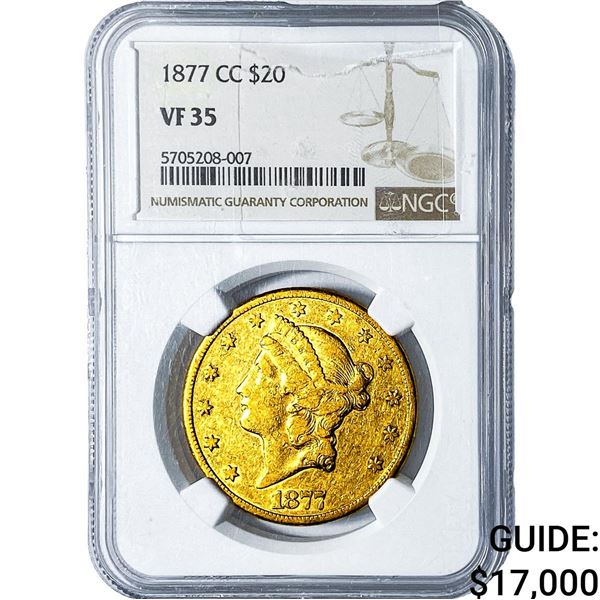1877-CC $20 Gold Double Eagle NGC VF35