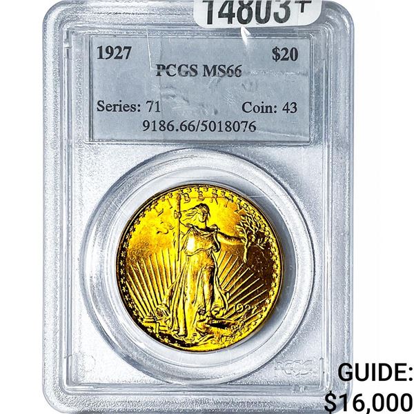 1927 $20 Gold Double Eagle PCGS MS66
