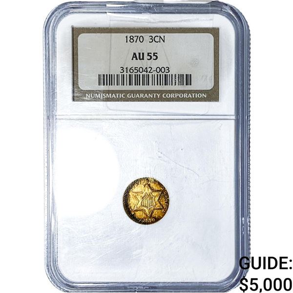 1870 Silver Three Cent NGC AU55