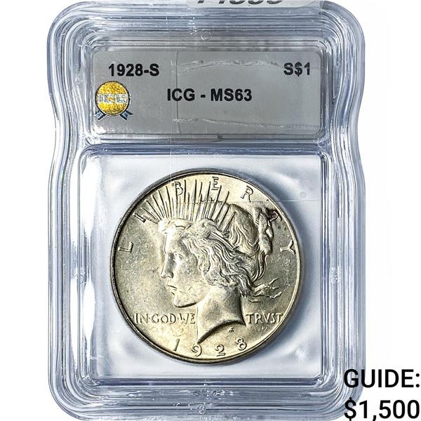 1928-S Silver Peace Dollar ICG MS63
