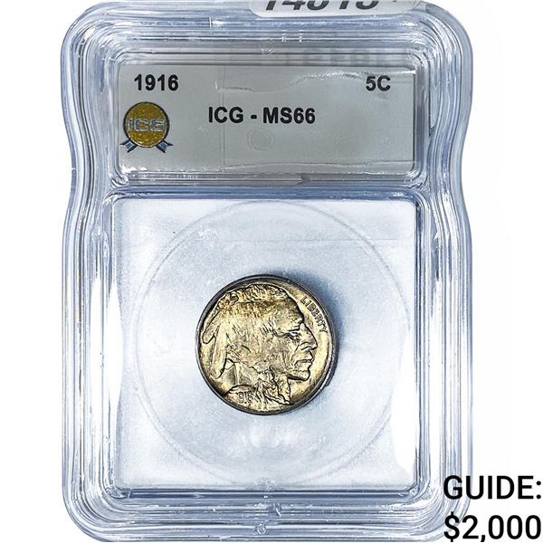 1916 Buffalo Nickel ICG MS66