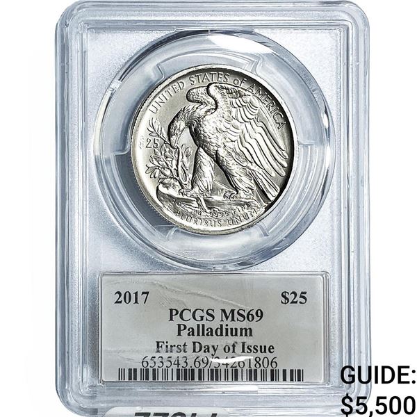 2017 $25 Palladium 1oz PCGS MS69
