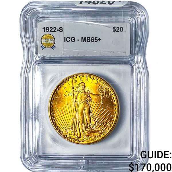 1922-S $20 Gold Double Eagle ICG MS65+