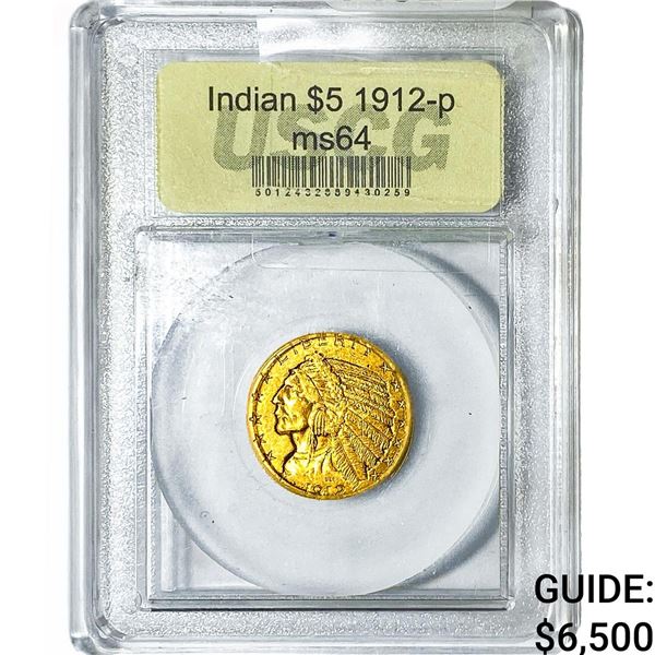 1912 $5 Gold Half Eagle USCG MS64