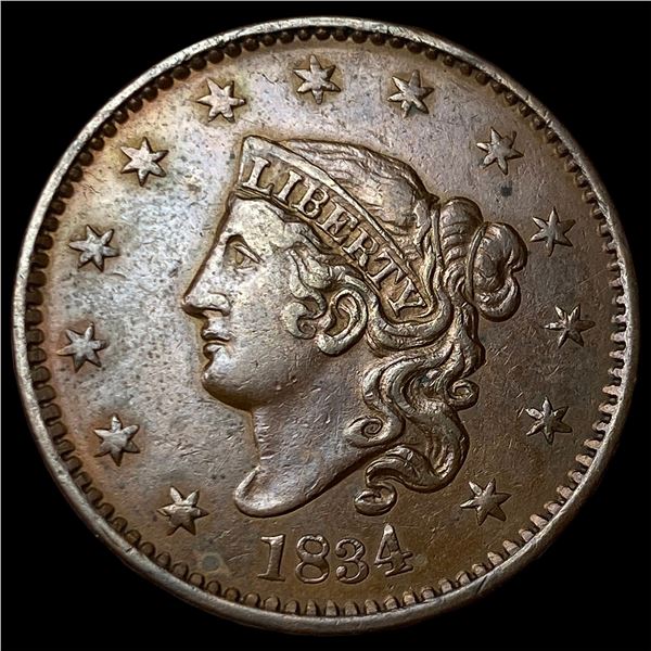 1834 Coronet Head Large Cent CLOSELY  UNCIRCULATED