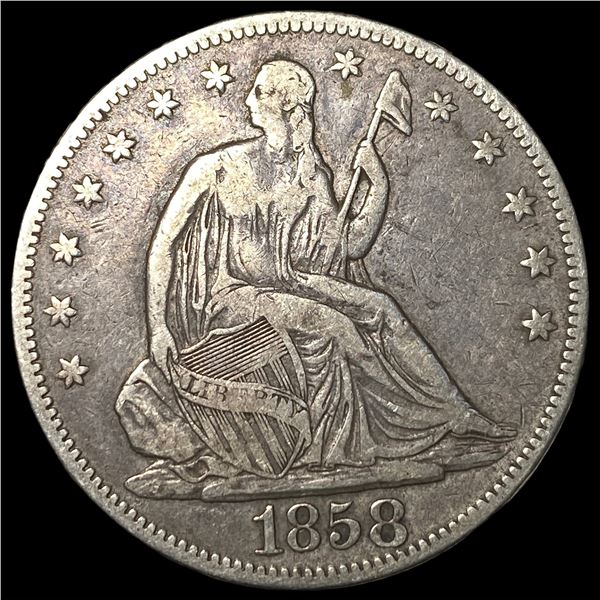 1858 Seated Liberty Half Dollar LIGHTLY  CIRCULATED