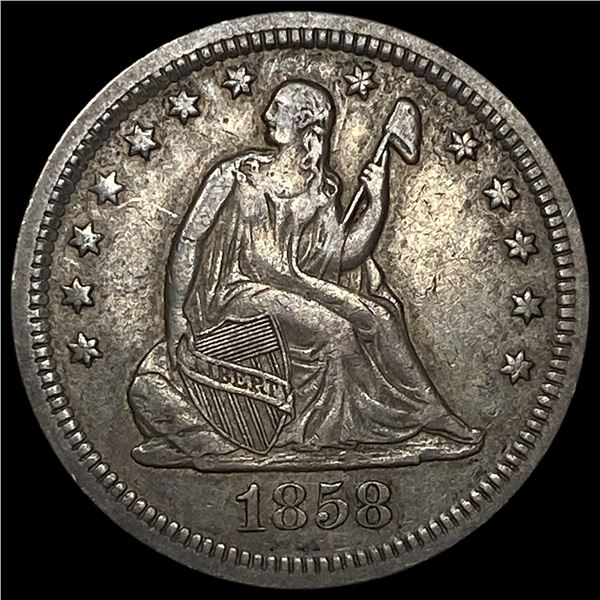 1858 Seated Liberty Quarter NEARLY  UNCIRCULATED