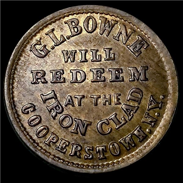 Civil War Token G.L. Bowne Cooperstown NY CLOSELY UNCIRCULATED