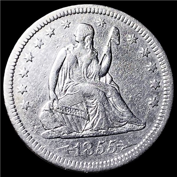 1855 Arrows Seated Liberty Quarter NEARLY UNCIRCULATED