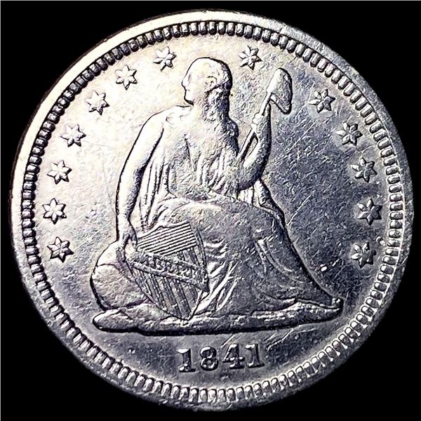 1841-O Silver Seated Liberty Quarter ABOUT UNCIRCULATED
