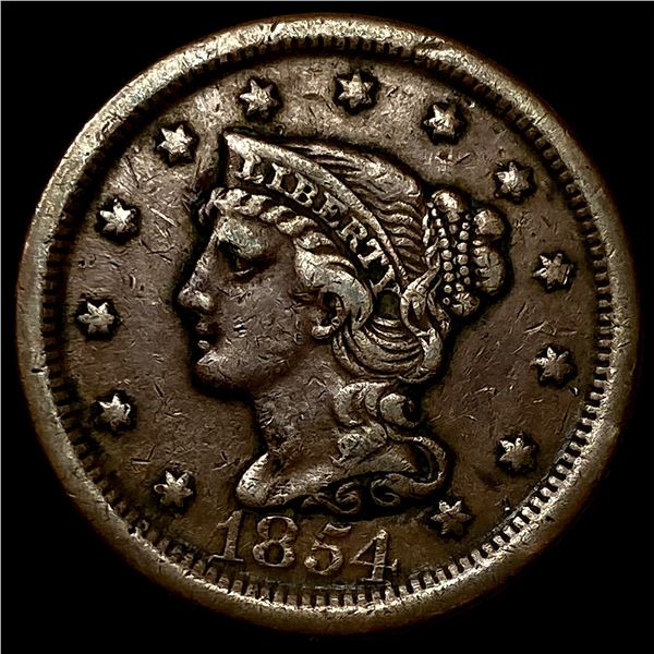 1854 Braided Hair Large Cent NEARLY UNCIRCULATED