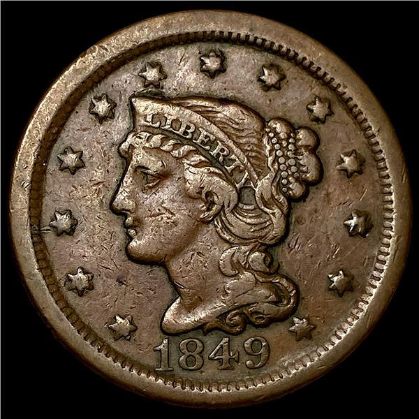 1849 Braided Hair Large Cent ABOUT UNCIRCULATED