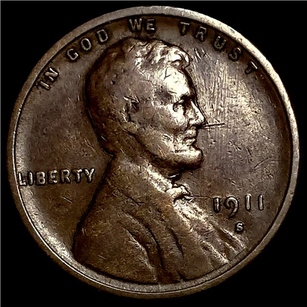 1911-S Lincoln Wheat Cent LIGHTLY CIRCULATED