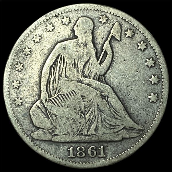 1861 Seated Liberty Half Dollar LIGHTLY  CIRCULATED